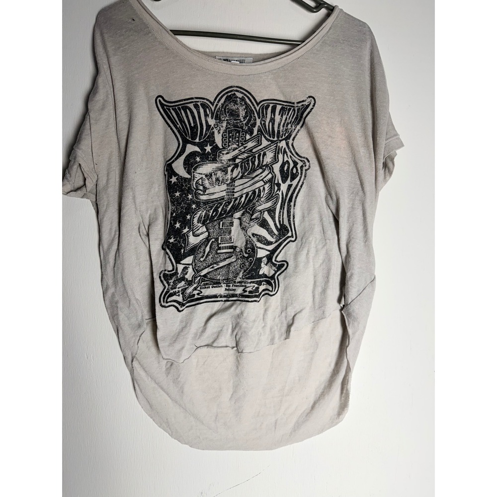William Rast Indie Nation Graphic Tee High Low Scoop Neck Oversized Rock Shirt L